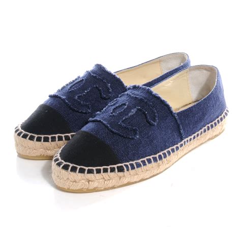 chanel espadrilles blue denim